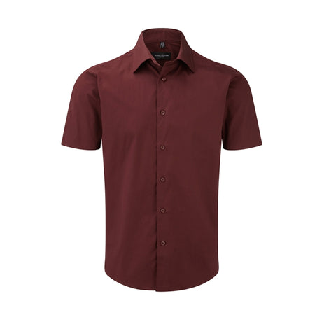 Russell Miesten lyhythihainen helppohoitoinen kauluspaita Slim Fit